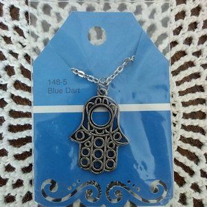 Rag Frog Revival Hamsa Hand pendant necklace 18"